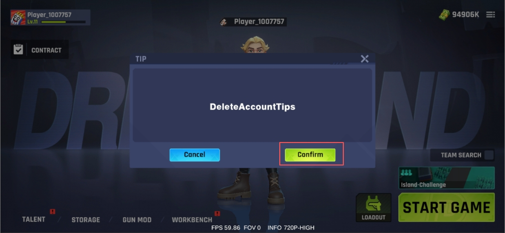 Confirm deletion